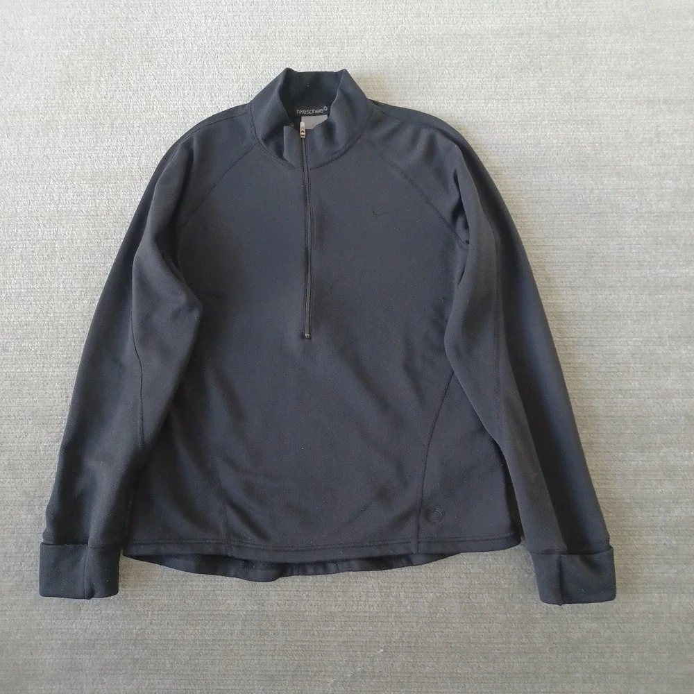 Nike Sphere 1/4‎ Zip Thermal Shirt Mens S Black Long Sleeve Stretch Lightweight